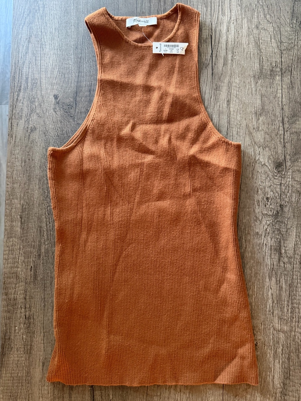 Madewell Rust-Orange Ribbed Sleeveless Tank